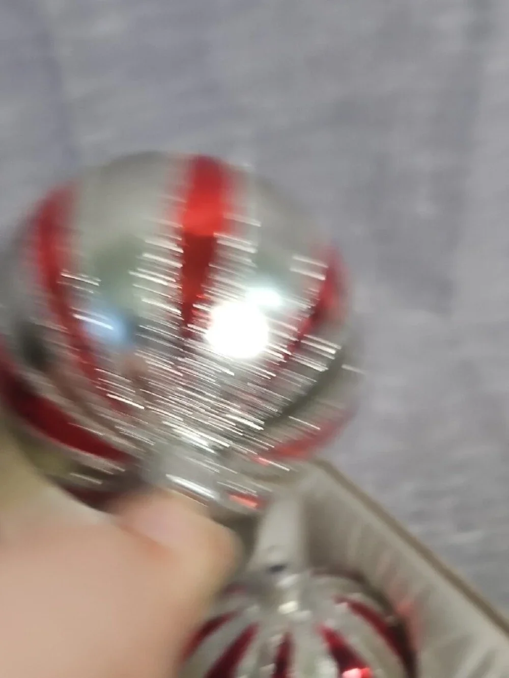 Red & Silver Striped Glass Ornament Set - 3 Pack